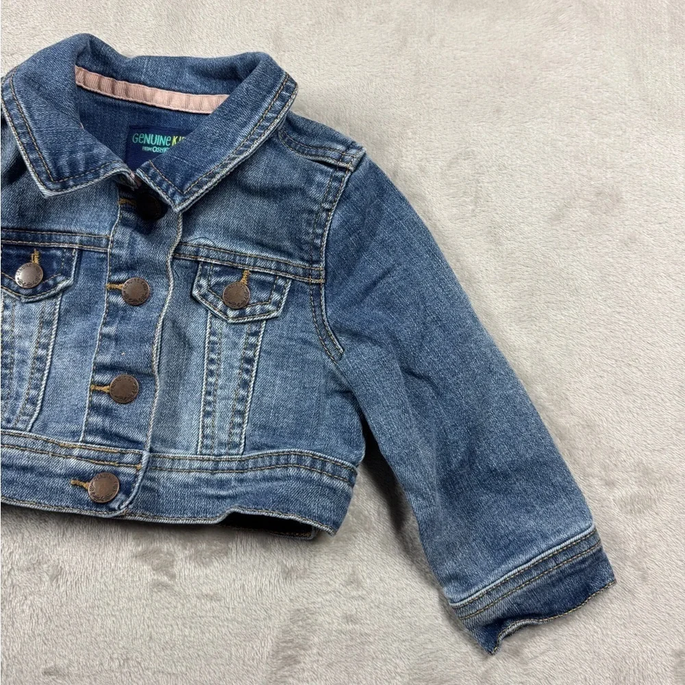 Genuine Kids OshKosh Blue Jean Denim Snap Front Jacket Size Girls 12 Months